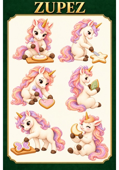 Unicorn Fırın Günü 6 Fiziksel Dtf Transfer Sayfası, 36 Farklı Unicorn Motifi - 930812766