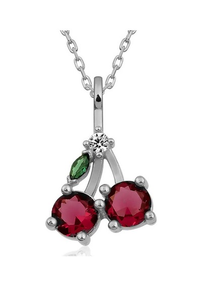 Gümüş Kiraz Figürlü Meyve Kadın Kolye