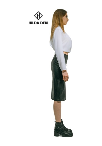 Hilda Deri Clara Hakiki Kuzu Derisi Siyah Kalem Etek 001