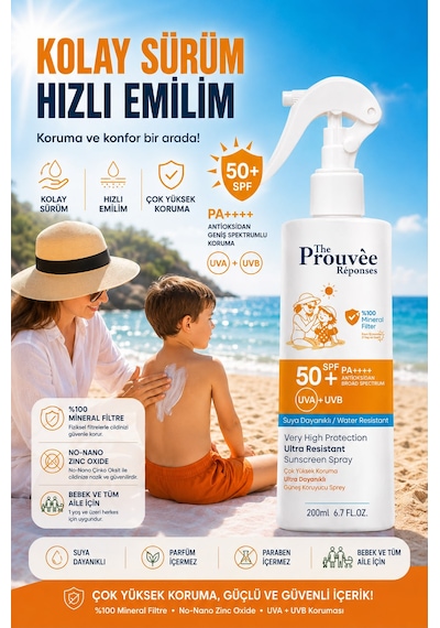 %100 Mineral Filtre 50+spf Güneş Kremi Uva+uvb Suya Dayanıklı 200ml