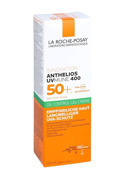 La Roche-posay Innovation Anthelios Uv Mune 400 50+ Oil Control Gel Creme Ultra Long Uva Protection Sans Parfum 50 Ml