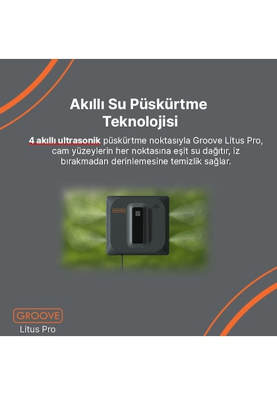 Groove Litus Pro 4 Ultrasonik Spreyli Cam Silme Robotu