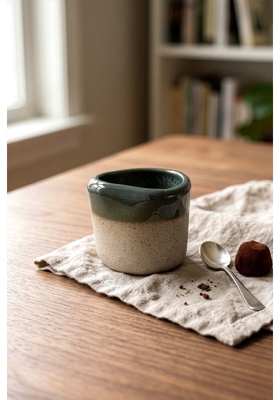 Must Bej/mavi Stoneware El Yapımı Mug & Türk Kahvesi Karışık 2li Set 8633