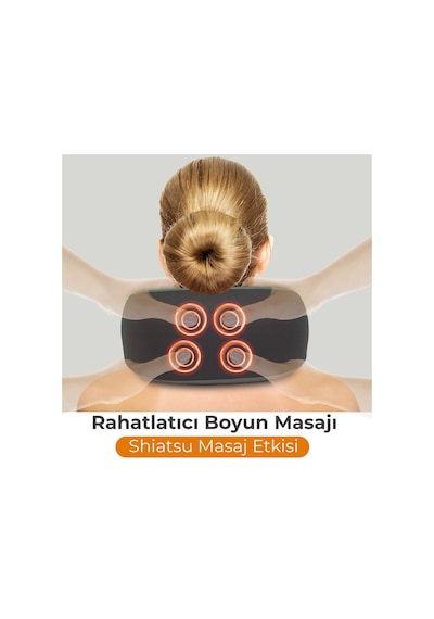 Fabcio Hug Isıtmalı Omuz Ve Boyun Yoğurmalı Taşınabilir Ofis/ev/seyahat Shiatsu Masaj Yastığı Şarj Edilebilir Gri