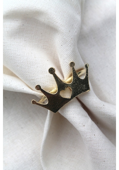 6 Adet Dekoratif Gold Queen Peçete Halkası - Napkin Ring