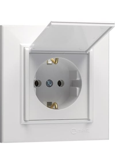 Makel Karea Kapaklı Topraklı Priz Beyaz Modül+Kapak+Çerçeve