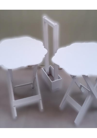 1448bng90084çanta Zigon Sehpa Yonca Model İkili Takım Ahşap Mdf Beyaz Renk Uyumu El Yapımı