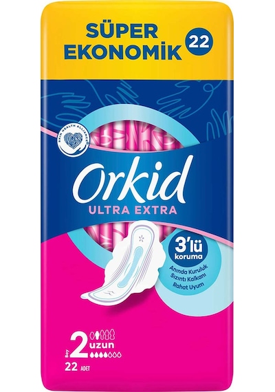 Orkid Ultra Ekstra Süper Ekonomik Hijyenik Ped Uzun 22'li