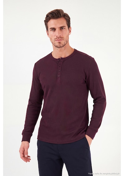 Buratti Pamuklu Regular Fit Düğmeli Bisiklet Yaka Sweat Erkek Sweat 5905852 Vişne