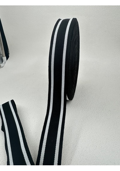 3 Cm Çizgili Grogren Şerit-5 Metre-siyah/beyaz