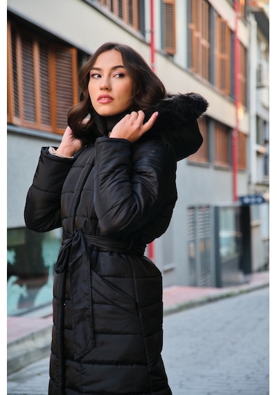 Toridas Günlük Kışlık Tam Boy Şişme Kadın Mont Bt180siyah4 001