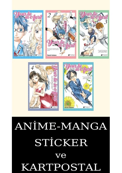 Your Lie İn April 1-2-3-4-5 Manga Seti 5 Kitap / Anime-manga Sticker Ve Kartpostal