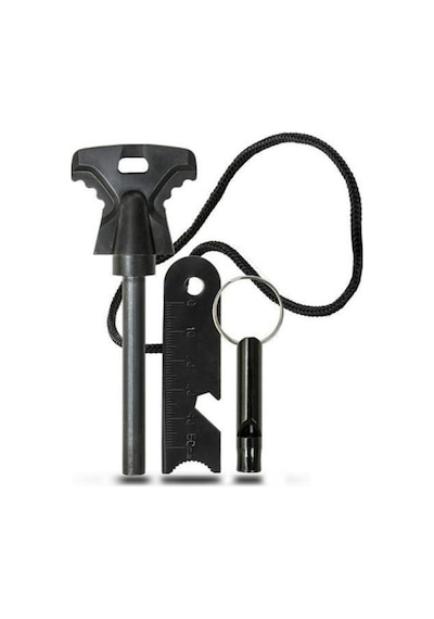 Bakgelal Magnezyum Ateş Başlatıcı Düdüklü Çakmak Taşı Kamp Survival Bushcraft Ateş Yakıcı - 0111000005 Gri