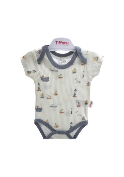 Tiffany Baby & Kids Body Kısa Kol Ships Theme Açık Gri