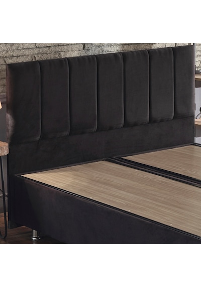 Nironyatak Niron Ela Baza Ve Başlık Seti 150X200 Cm Çift Kişilik Siyah Kumaş