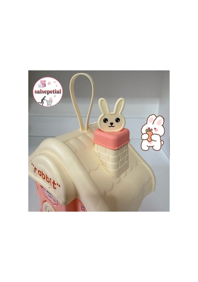 Kawaii Tavşan Ev Kumbara Kilitli Ev Kumbara Para Kawaii Tavşan Ev Kumbara Sticker Hediyeli