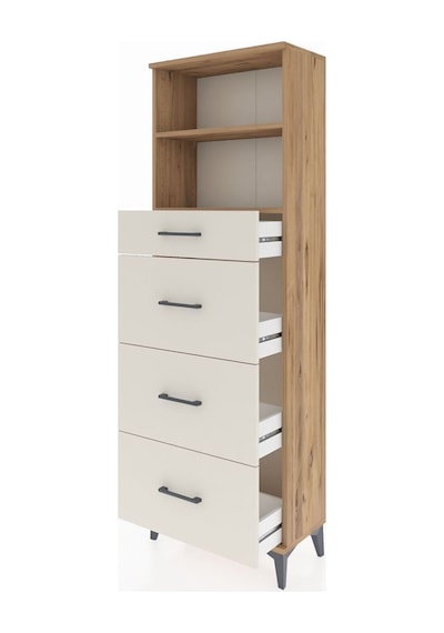 Arges Dolap 2 Raflı 4 Çekmeceli 60x30x182 Çam-aytaşı Atlas Çam