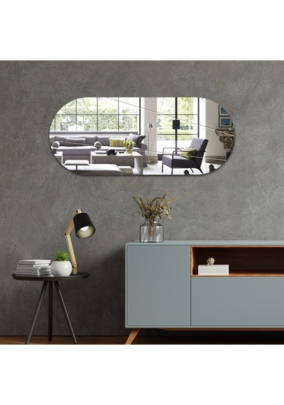 Ayna Düz Ayna Victory Tasarım Kanallı Oval Ayna 50cm X 120cm Düz Ayna