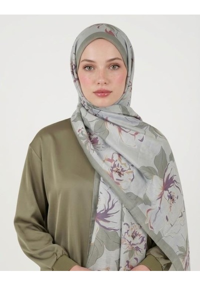 Bushu Flora Pamuk Şal Nil Yeşili