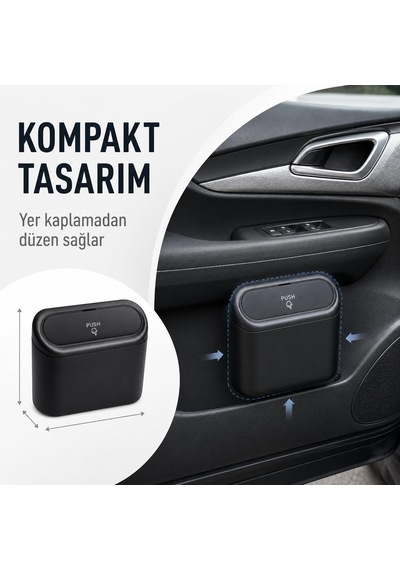 Araç İçi Kapaklı Çöp Kutusu - Portatif Taşınabilir Mini Çöp Kovası - Araba, Masaüstü, Ofis Ve Ev İçin Sı Genel