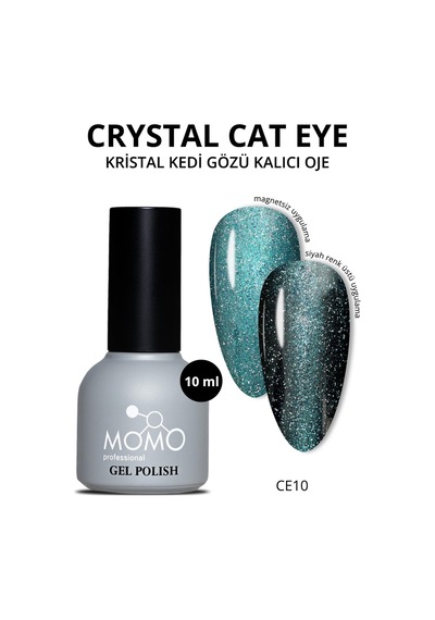 Momo Professional Kristal Kedi Gözü Kalıcı Oje Ce10 Yarı Şeffaf Koyu Turkuaz 10 Ml