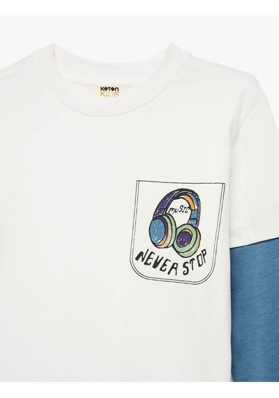 Koton Pamuklu Beyaz Erkek Çocuk Uzun Kollu T-shirt 7wkb10099tk