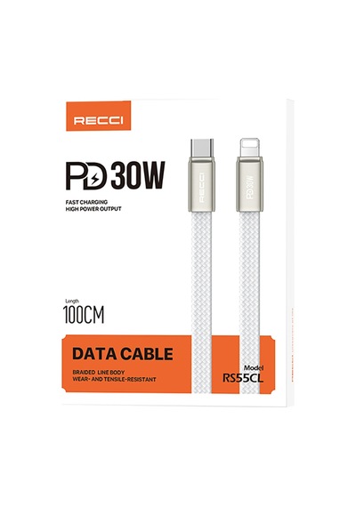 Recci Rs55cl Type-c To Lightning Pd Hızlı Şarj Özellikli Data Ve Şarj Kablosu 30w 1m Beyaz
