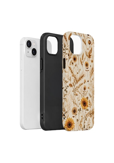 Velvoria Valestra Sepya Kır Çiçeği Apple iPhone Uyumlu 15 Darbe Korumalı Kılıf Valestra Select - Sepya Kır Çiçeği