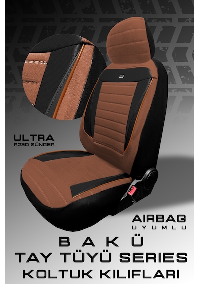 Ford Fiesta Hachback Hb 2009-2012 Uyumlu Tegin Natura Serisi Raşel Taba Siyah Koltuk Kılıfı