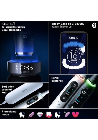 Oral-b Io 10 Şarjlı Diş Fırçası Stardust Beyaz Orta Sertlikte Fırça Kılı İle Ultrasonik Temizlik