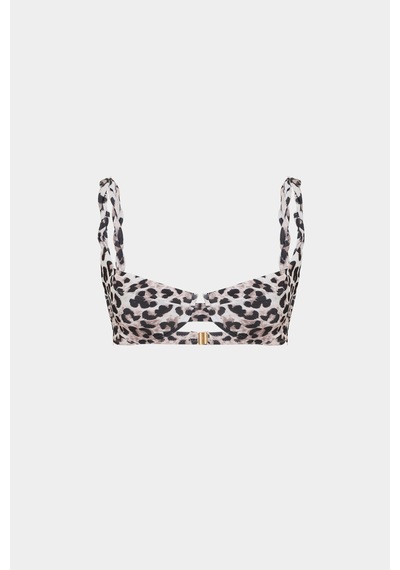 Açelyaokcu Premium Burgu Askı Detaylı Frıgg Fit Kadın Bikini Üstü Leopar