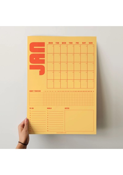 Tarihsiz Aylık Planlayıcı Takvim, Retro Organizer Planlayıcı