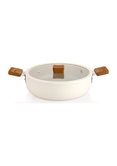 Schafer Ceramoni Seramik Basık Tencere 26 Cm-krem