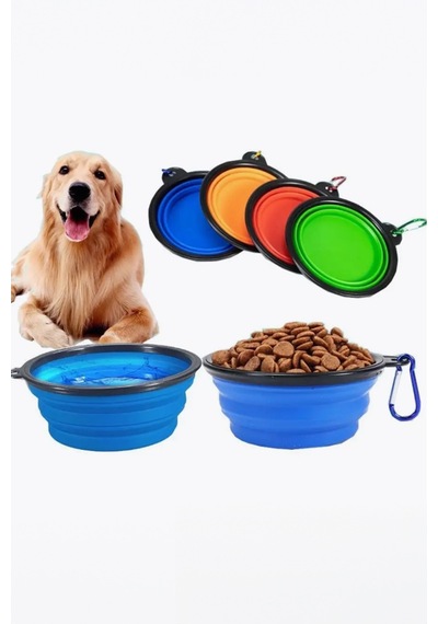 Thentech Kedi Köpek Evcil Hayvan Mama Kabı Katlanabilir Anahtarlıklı Kolay Taşınır Katlanır Mama Kabı