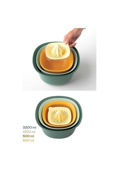5'li Aura Profesyonel Hazırlık Seti - Karıştrıma Kasesi Süzgeç Limon Sıkacağı Seti - Süzgeci 3200 Ml Diğer