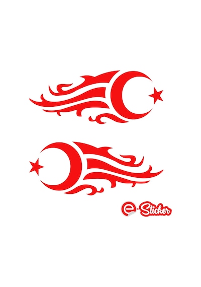 2 Adet Alevli Ay Yıldız Oto Sticker Araba Sticker (357409959)