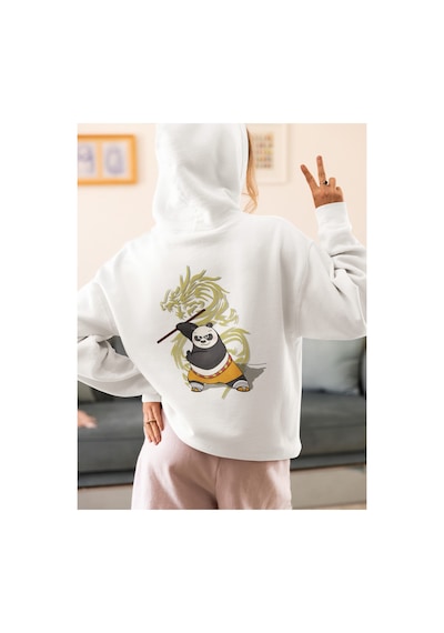 Stil X Sevimli Pandalar Baskılı Kadın Sweatshirt Beyaz-8