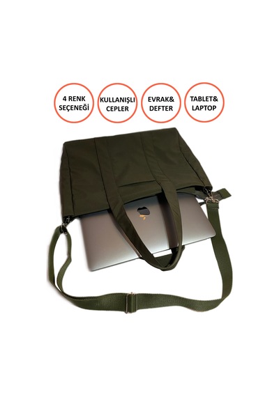 Tuttobene Idıly Haki Tote Bag Omuz Çantası Laptop Kitap Evrak Taşınabilir Tb005