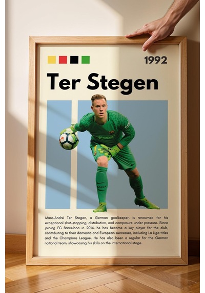 Marc-andre Ter Stegen Çerçeveli Tablo - Dekoratif Çerçeveli Futbolcu Poster Tablo