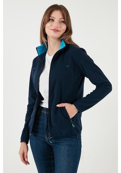 Lela Slim Fit Anti-Pilling Tüylenme Yapmayan Fermuarlı Cepli  Hırka Bayan Polar 5907002 Lacivert