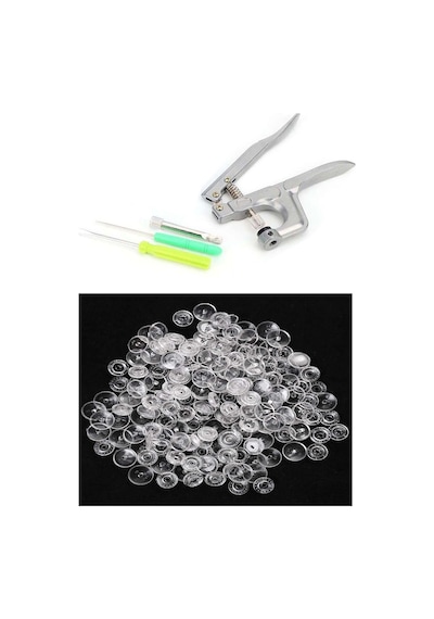 100 Set Plastik 12.5mm Şeffaf Çıt Çıt Plastik Çıt Çıt Takma Pense