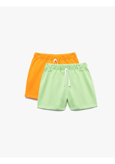 Koton Pamuklu Basic Çok Renkli Beli Lastikli 2'li Şort Seti Multıcolor 5skg10289ak Mavi Koton Pamuklu Basic Çok Renkli Beli Lastikli 2'li Şort Seti Multıcolor 5skg10289ak Mavi