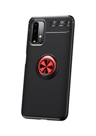 Xiaomi Redmi Note 9 4G Kılıf Yüzüklü Tam Korumalı Silikon Kapak