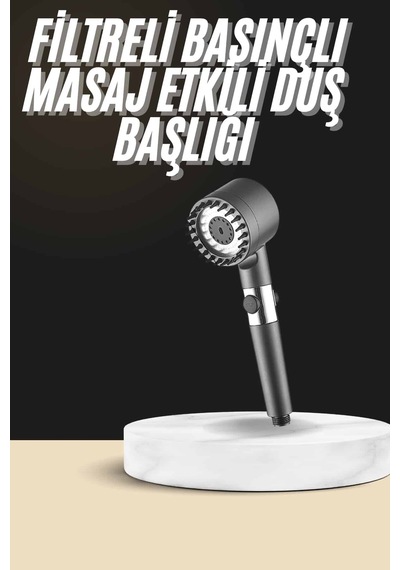 Drnds Duş Başlığı Profesyonel Masaj Başlıklı 3 Modlu Yeni Nesil Masaj Uçlu Su Tasarruflu Krom