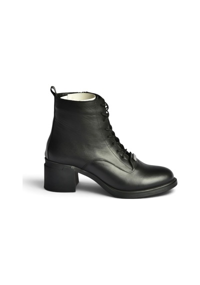 Fox Shoes Z555559203 Siyah Hakiki Deri Kalın Topuklu Postal Bot