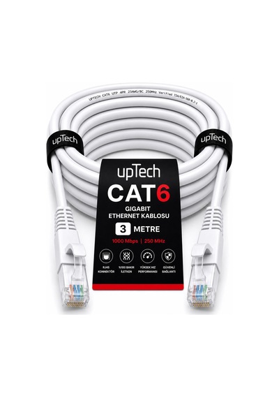 Uptech Cat6 Ethernet Kablosu 3 Metre Rj45 Lan İnternet Modem Router Bilgisayar Kablosu
