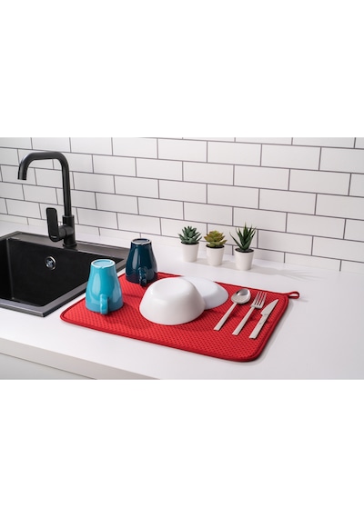 Mikrotex Bulaşık Matı Süper Emici Bulaşık Kurutma Matı 45x36cm Tezgah Üstü Bulaşık Matı Bordo Belirt Diğer