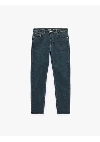 Koton Pamuklu Cepli Normal Bel Slim Fit Jean Pantolon - Brad Jean Petrol 7wam40436nd