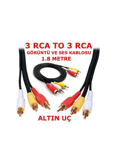 3 Rca To 3 Rca Görüntü Ses Kablosu 1.8M Metre