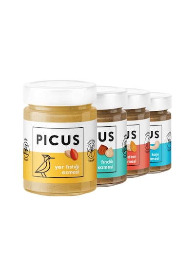 Picus Fıstık Ezmesi + Kaju Ezmesi + Badem Ezmesi + Fındık Ezmesi 4'lü